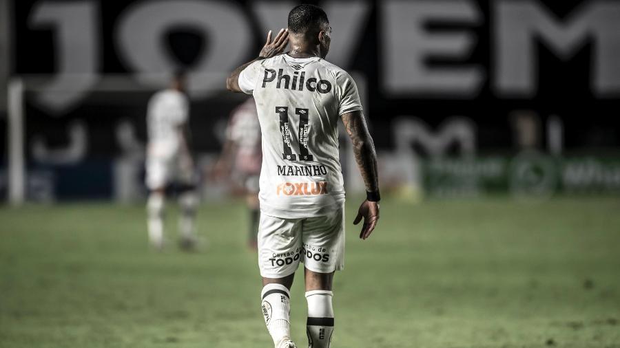 Marinho celebra o gol marcado pelo Santos diante do São Paulo, na Vila Belmiro - Ivan Storti/Santos FC