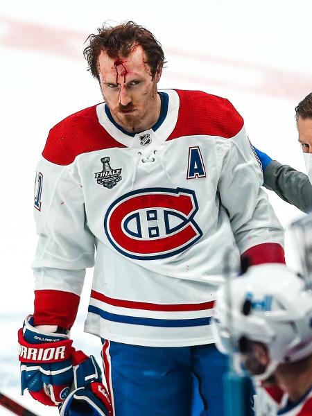 Brendan Gallagher após briga durante jogo da NHL - Reprodução/Twitter