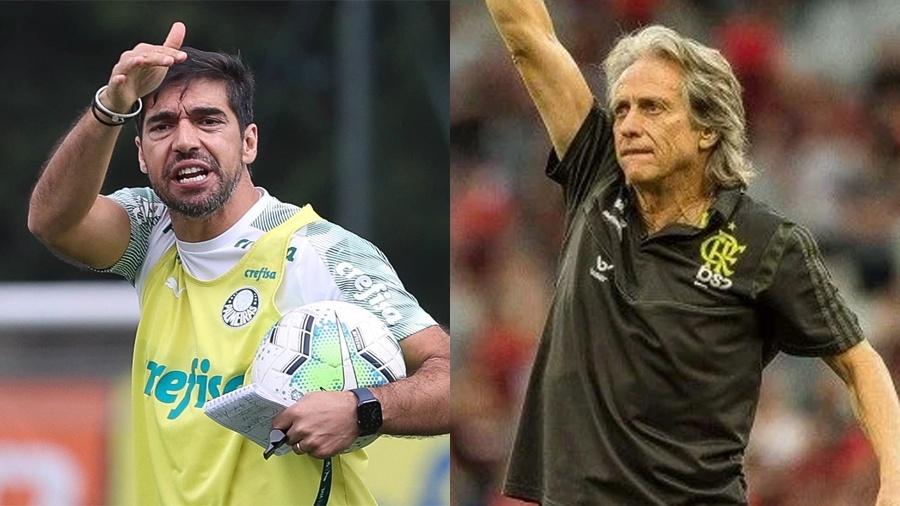Abel Ferreira e Jorge Jesus, portugueses que venceram no futebol brasileiro - Cesar Greco/Palmeiras e Alexandre Vidal/Flamengo