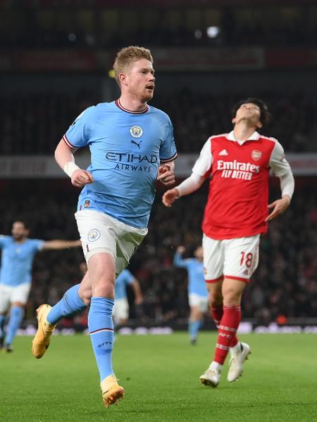 Kevin De Bruyne comemora gol do Manchester City contra o Arsenal - Shaun Botterill/Getty Images
