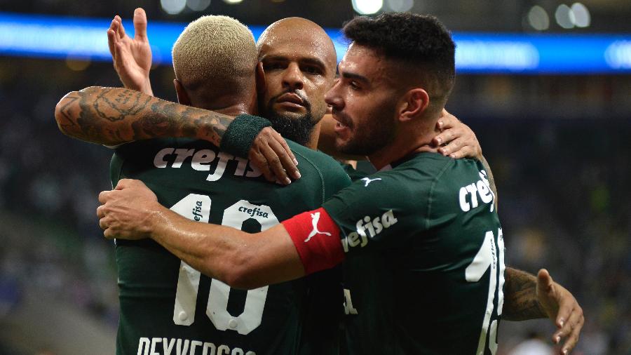 Felipe Melo comemora segundo gol do Palmeiras em vitória sobre o São Paulo pelo Brasileirão 2019 - Bruno Ulivieri/AGIF