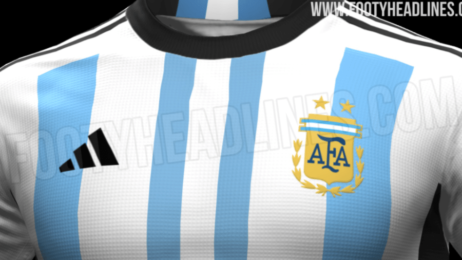 Suposta camisa da Argentina para a Copa do Mundo de 2022 - Reprodução/Footy Headlines