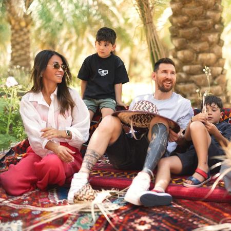 Lionel Messi, Antonela Roccuzzo e os filhos durante viagem para a Arábia Saudita - Autoridade de Turismo Saudita (STA)