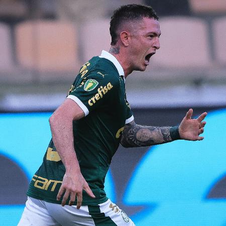 Aníbal Moreno comemora gol marcado pelo Palmeiras contra o Mirassol no Campeonato Paulista