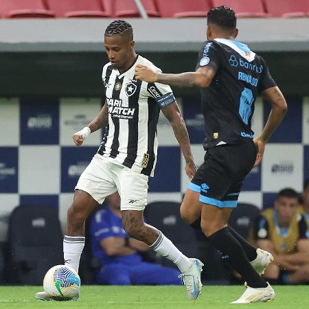 Tchê Tchê, do Botafogo, e Reinaldo, do Grêmio, disputam a bola, em duelo pelo Brasileirão