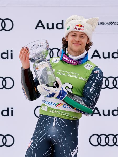 Lucas Pinheiro Braathen encerrou a primeira temporada como brasileiro com cinco medalhas - Stanko Gruden/Agence Zoom/Getty Images