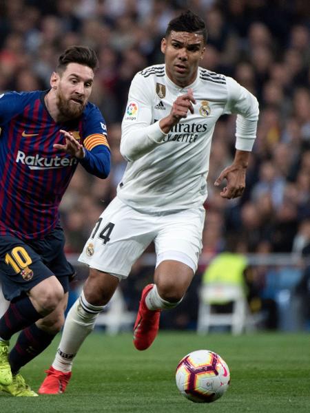 Casemiro marca Messi no clássico entre Real Madrid e Barcelona - Curto De La Torre/AFP