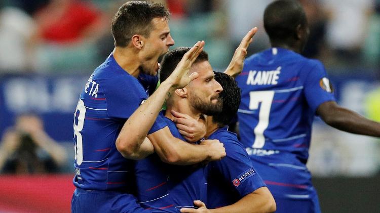 Giroud comemora de forma discreta gol contra o Arsenal na Liga Europa - Phil Noble/Reuters - Phil Noble/Reuters