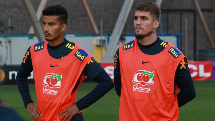 Walce e Lyanco, revelados pelo São Paulo, durante treino da seleção brasileira olímpica - Fernando Torres/CBF