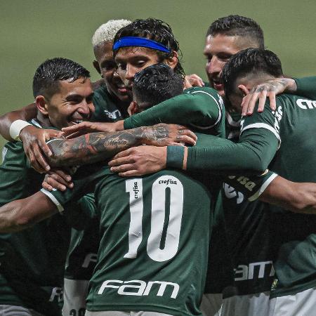 Jogadores do Palmeiras comemoram gol marcado sobre o Fortaleza em jogo do Campeonato Brasileiro - ANDERSON LIRA/FUTURA PRESS/FUTURA PRESS/ESTADÃO CONTEÚDO