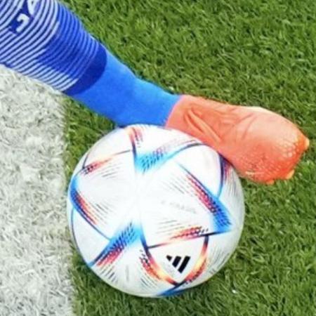 Imagem da bola e da linha no polêmico gol de Tanaka (Japão) contra a Espanha pela Copa do Mundo no Qatar, em 01/12/2022 - Reprodução