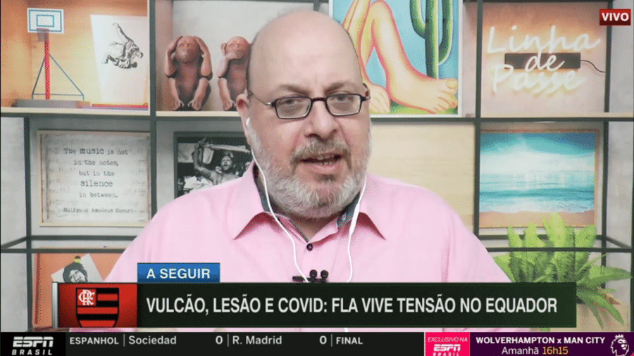 Vítor Birner, comentarista dos canais ESPN, falou sobre casos de covid-19 no Flamengo - Reprodução/ESPN Brasil