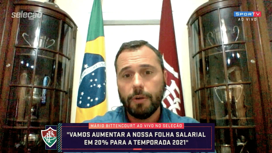 Mário Bittencourt, presidente do Fluminense, em entrevista ao "Seleção SporTV" - Reprodução / SporTV