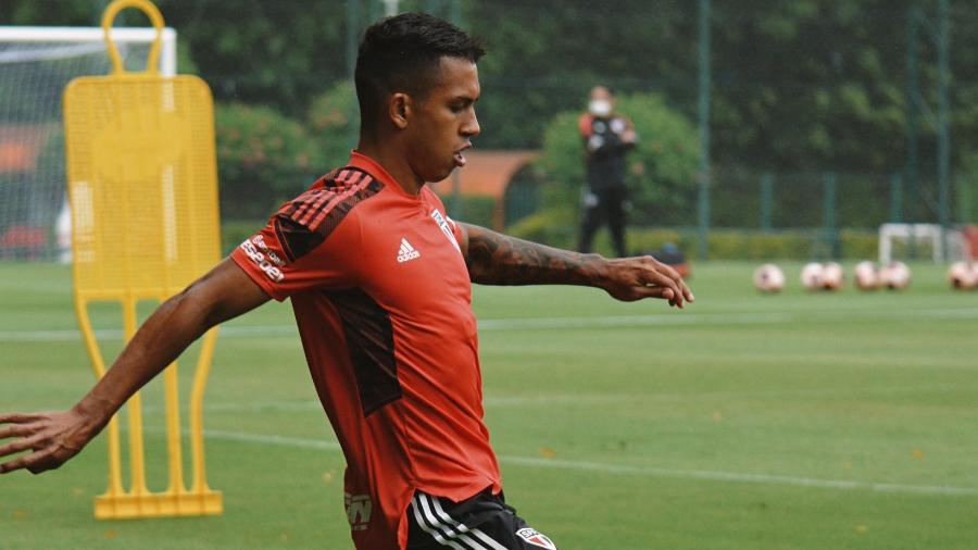 Igor Vinicius, jogador do São Paulo, durante treino no CT da Barra Funda - Divulgação/SPFC