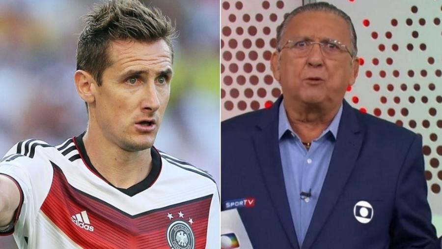 Miroslav Klose, ex-atacante da seleção alemã, foi lembrado por torcedores após fala de Galvão Bueno - Reprodução / Montagem UOL