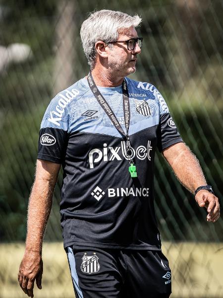 Odair Hellmann comandou o Santos na vitória sobre o Flamengo-SP, em jogo-treino, no CT Rei Pelé - Raul Baretta/Santos FC