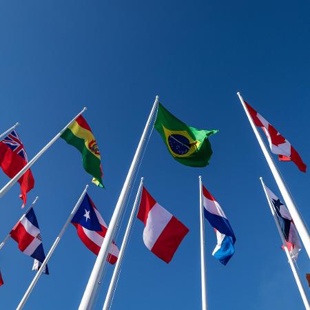 Bandeiras hasteadas na Cerimônia de Boas Vindas dos Jogos Pan-Americanos de Santiago