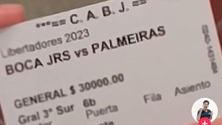 Ingresso vendido pela Turisport a torcedores do Palmeiras