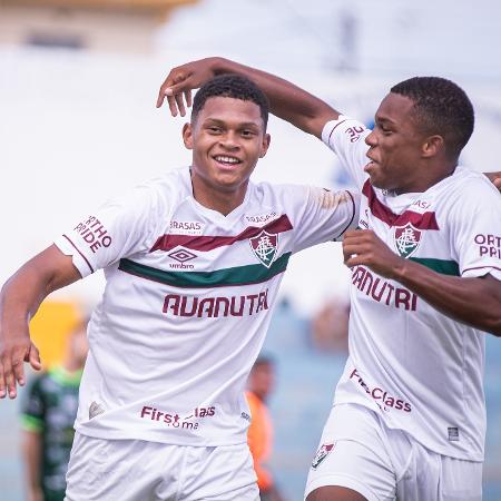 Kelwin comemora gol marcado pelo Fluminense contra o Lagarto-SE, pela Copinha