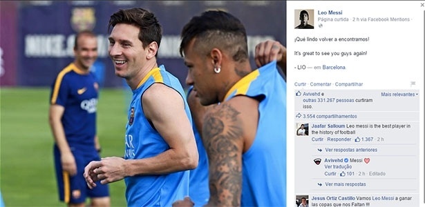 Messi e Neymar voltaram a treinar na quinta-feira - Reprodução/Facebook