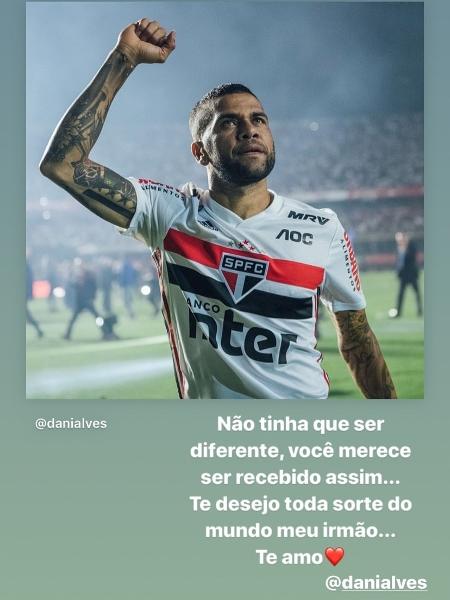 Mensagem de Neymar para Daniel Alves  - Reprodução/Instagram
