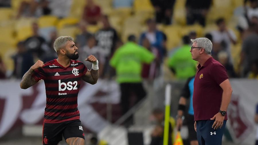 Gabigol comemora gol do Flamengo contra o Fluminense na semifinal da Taça Guanabara - Thiago Ribeiro/AGIF