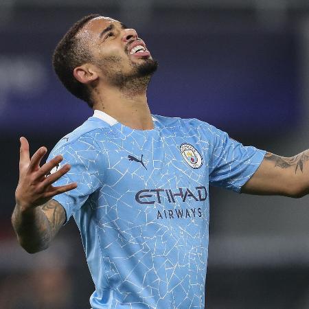 Gabriel Jesus comemora o segundo gol do City na Liga dos Campeões - FERENC ISZA/AFP