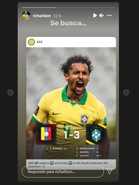 Richardson provoca tras la victoria de Brasil sobre Venezuela - Reproducción / Instagram - Reproducción / Instagram