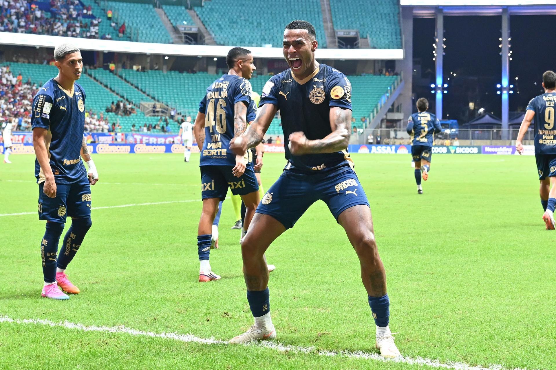 Jean Lucas, do Bahia, comemora gol contra o Remo, pelo Brasileirão - undefined