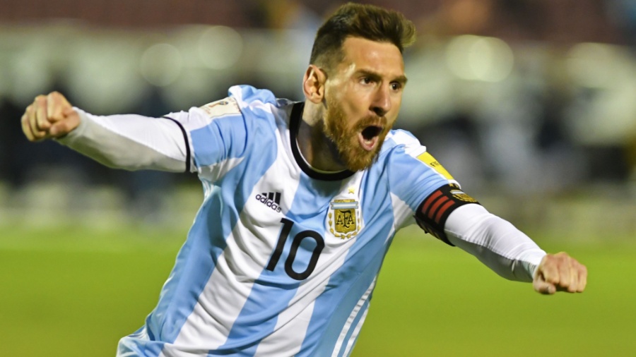 Lionel Messi comemora gol da Argentina contra o Equador - Juan Ruiz/AFP