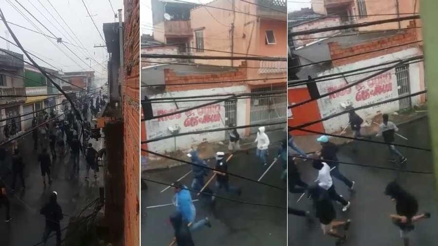 Briga de torcedores de Corinthians e São Paulo em Ferraz de Vasconcelos - Reprodução