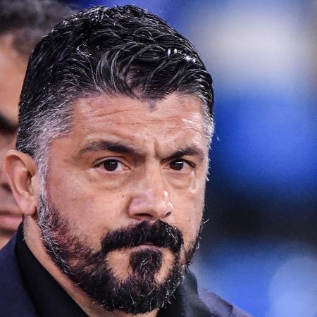 O técnico Gattuso durante jogo do Napoli em fevereiro - Alberto PIZZOLI / AFP