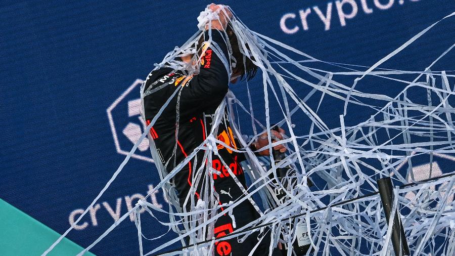 O holandês Max Verstappen, da Red Bull, no pódio do GP de Miami - Fórmula 1