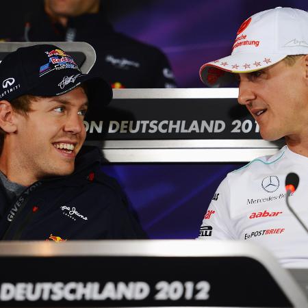 Sebastian Vettel e Michael Schumacher antes do GP da Alemanha de 2012