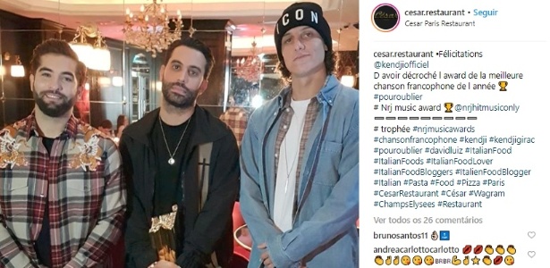 David Luiz no restaurante Cesar - Instagram/Reprodução - Instagram/Reprodução