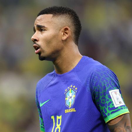 Gabriel Jesus em partida da seleção brasileira contra Camarões, pela Copa do Mundo - Richard Heathcote/Getty Images