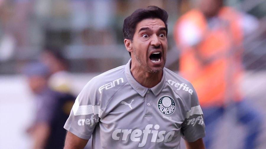 Abel Ferreira grita durante Palmeiras x Fluminense, confronto do Campeonato Brasileiro