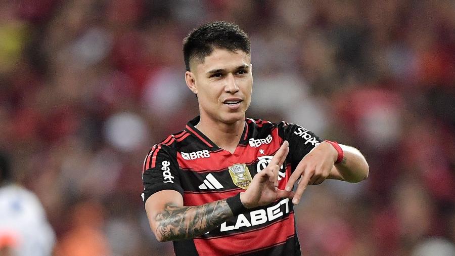 Luiz Araújo comemora gol do Flamengo - Thiago Ribeiro/AGIF