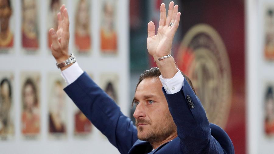 Francesco Totti é homenageado antes de Roma x Real Madrid, em 2018 - Alessandro Bianchi/Reuters