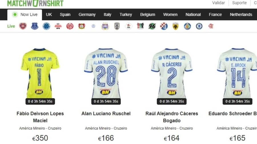 Cruzeiro realiza junto de famosa plataforma virtual o leilão de camisas do clássico com o América-MG - Reprodução