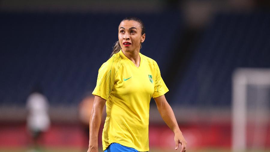 Marta na partida da seleção brasileira contra Zâmbia nas Olimpíadas de Tóquio - REUTERS/Molly Darlington