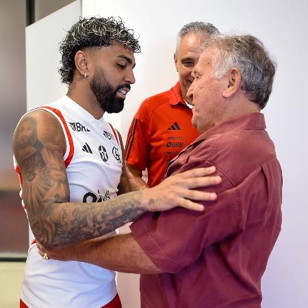 Gabigol e Zico juntos no CT do Flamengo - Marcelo Cortes/CRF