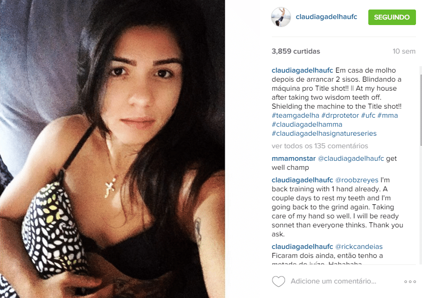 Claudinha Gadelha, número no ranking do peso palha do UFC, vem ganhando o carinho dos seguidores nas redes sociais e até um status de musa - Reprodução/Instagram