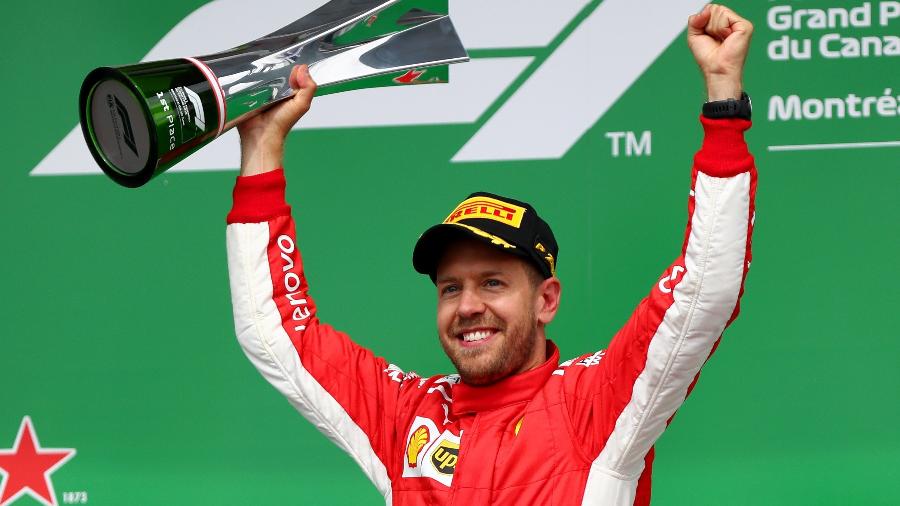 Sebastian Vettel celebra vitória no Grande Prêmio do Canadá - Dan Istitene/AFP