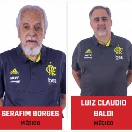 Serafim Borges e Luiz Claudio Baldi, médicos do Flamengo - Reprodução site oficial Flamengo