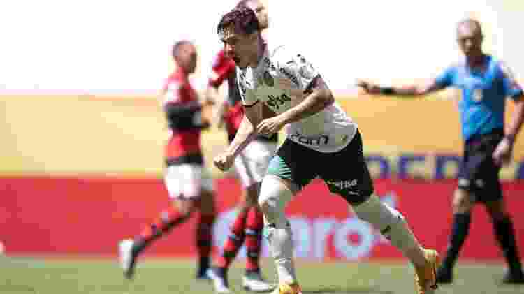 Raphael Veiga, do Palmeiras, comemora segundo gol diante do Flamengo pela Supercopa do Brasil - Lucas Figueiredo/CBF - Lucas Figueiredo/CBF