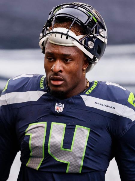 DK Metcalf, do Seattle Seahawks, durante jogo contra o Los Angeles Rams em janeiro de 2021 - Steph Chambers/Getty Images North America/AFP