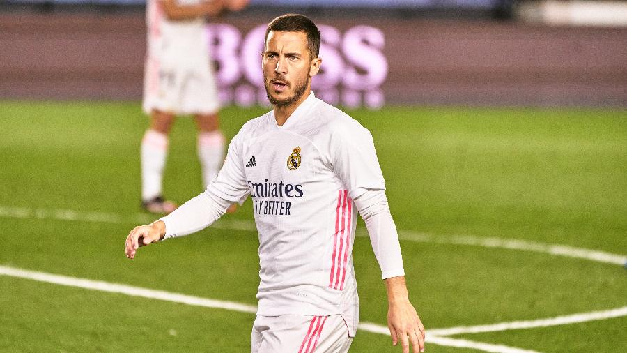 Eden Hazard está insatisfeito e tenta saída do Real Madrid após alguns anos de decepção na Espanha - Sonia Canada/Getty Images