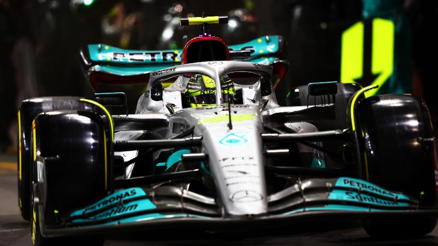 Hamilton, da Mercedes, durante o GP da Arábia Saudita da F1 - Mark Thompson/Getty