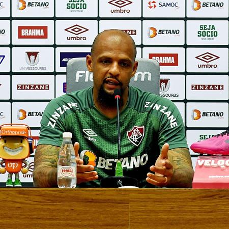 Felipe Melo, volante do Fluminense, durante coletiva - Mailson Santana / Fluminense FC